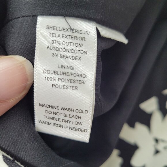 Loft‎ Skirt Women14 Black White Floral Lined Pencil Back Slit Skirt Office - Picture 7 of 11